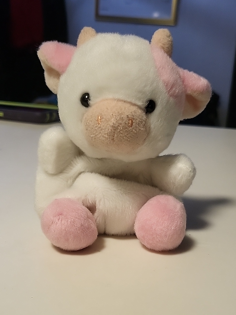 Palm Pal Plush Pink & White Cow Stuffed Animal - Soft Kids Toy